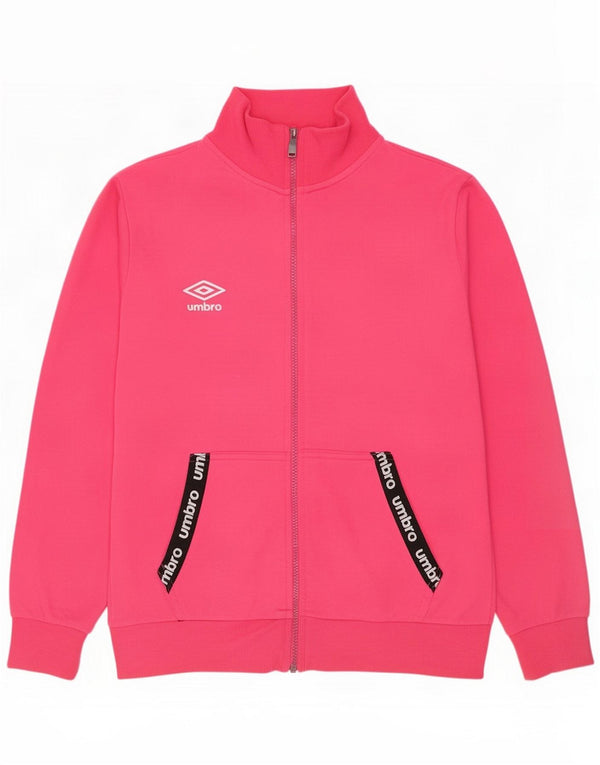 Umbro Womens Graphic Tracksuit Top Jacket UK 14 Large Pink Colourblock