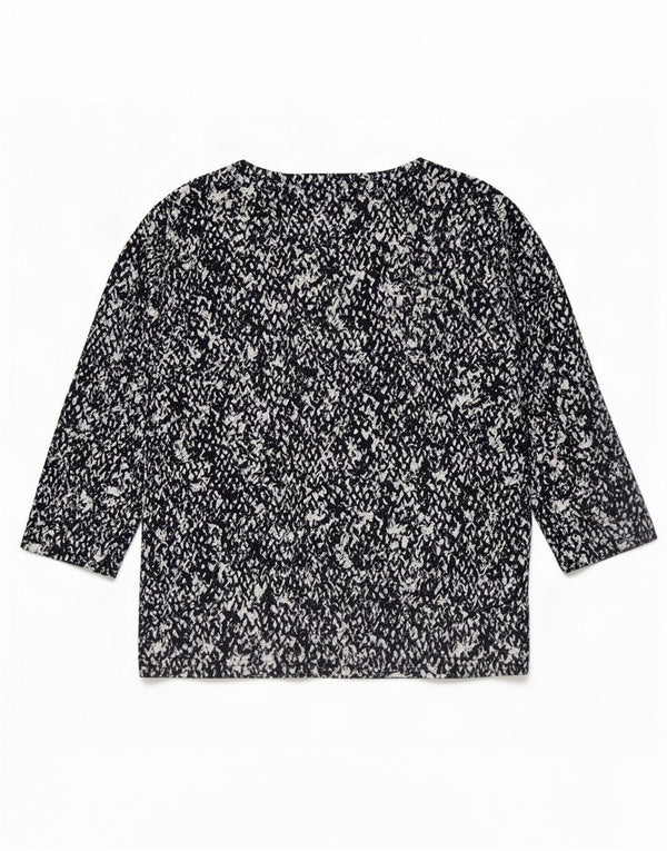 Marks & Spencer Dame Top 3/4 ærmer UK 14 Large Navy Blue Flecked