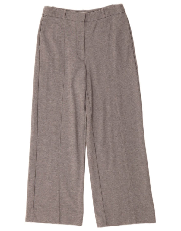 Jaeger Kvinder Højtaljede Brede Ben Bukser UK 10 Small W28 L28 Grå Viscose