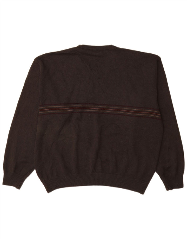 St Michael Herre V-hals sweater XL Grå Stribet akryl