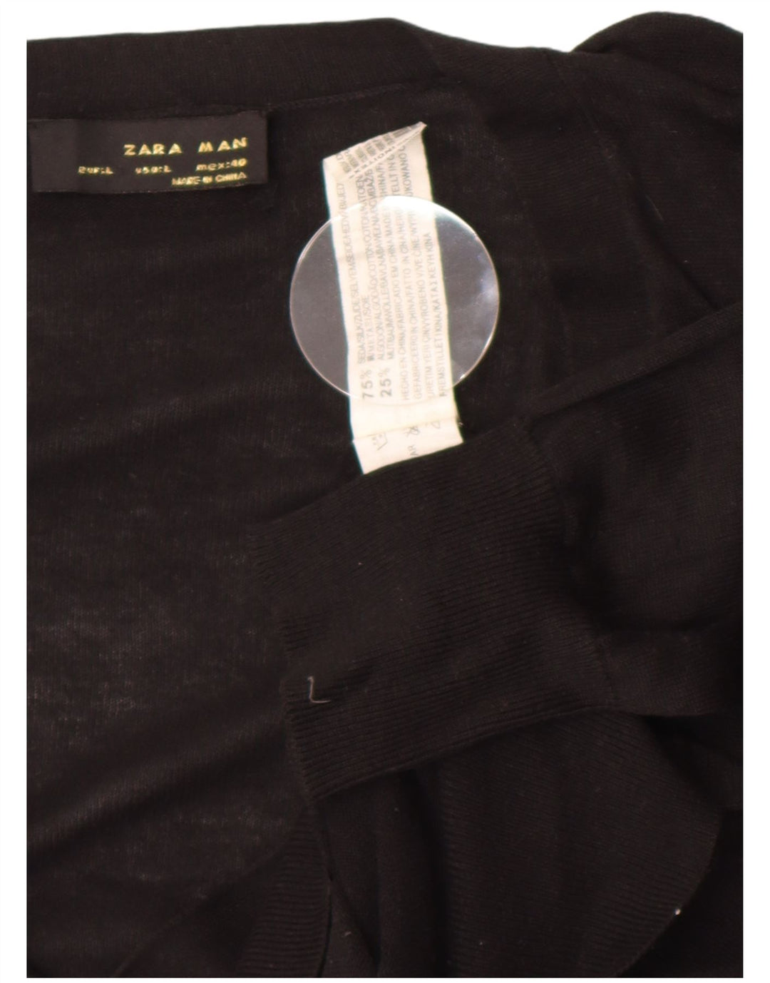 Zara Herre Cardigan Sweater Stor Sort Silke