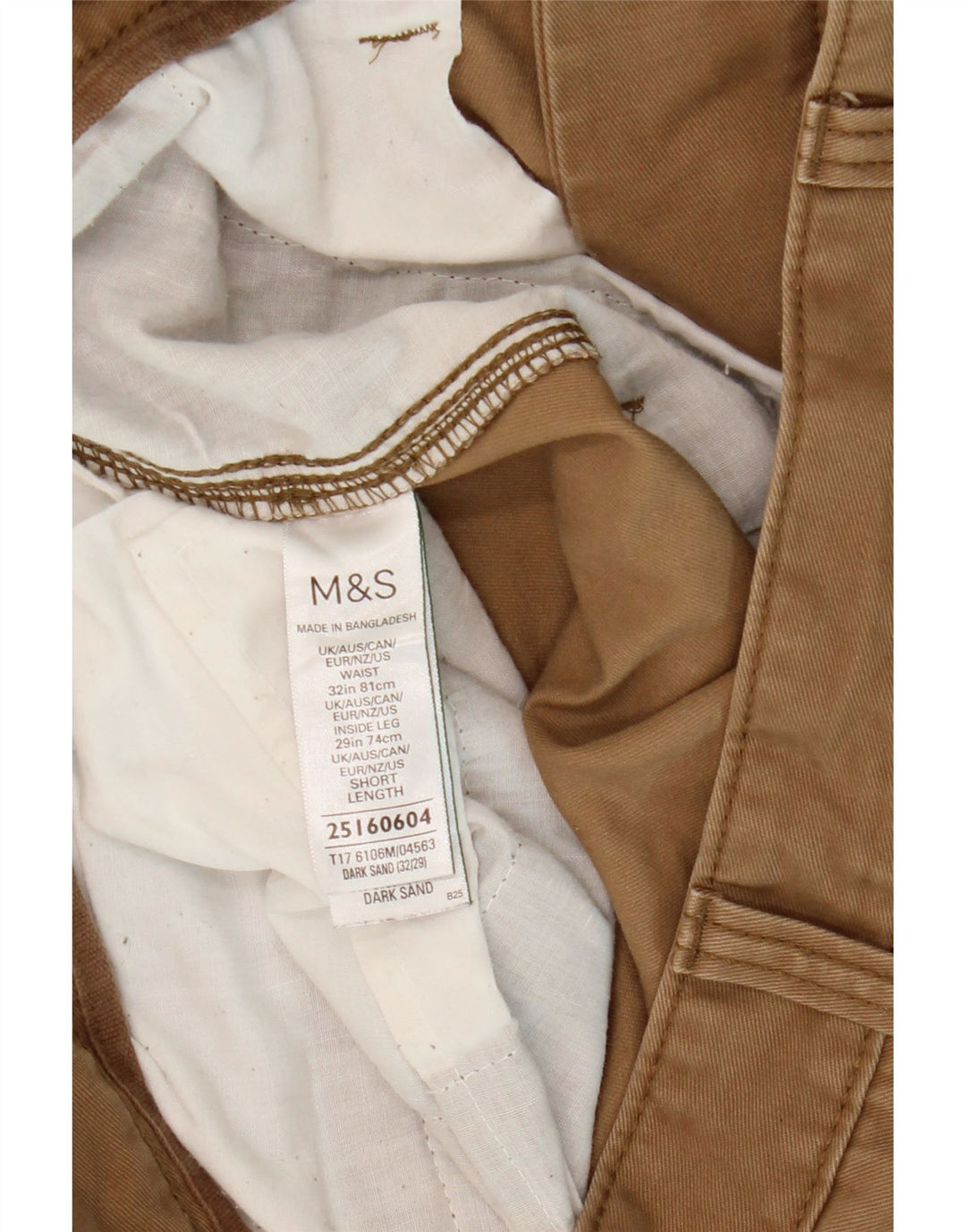 Marks & Spencer Herre Slim Cargo Bukser W32 L27 Beige Bomuld