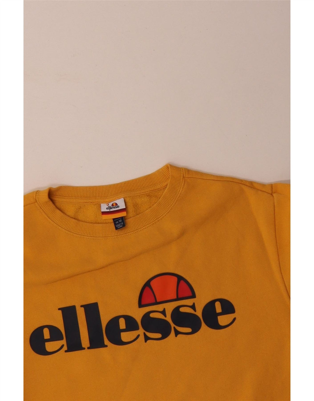 ELLESSE Grafisk Oversized Sweatshirt Jumper UK 12 Medium Gul