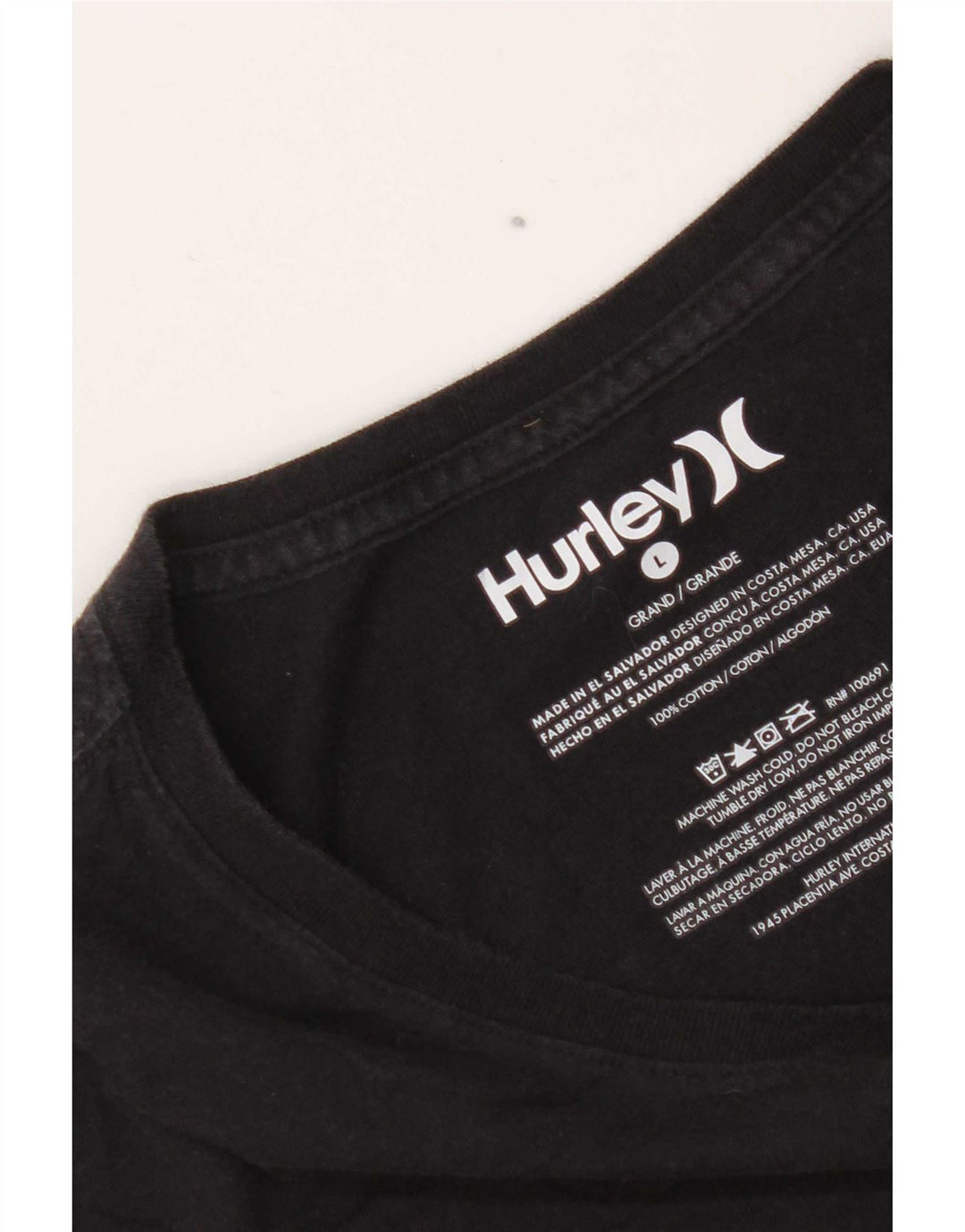 Hurley Herre Kortærmet Regular T-Shirt Top Stor Sort Bomuld
