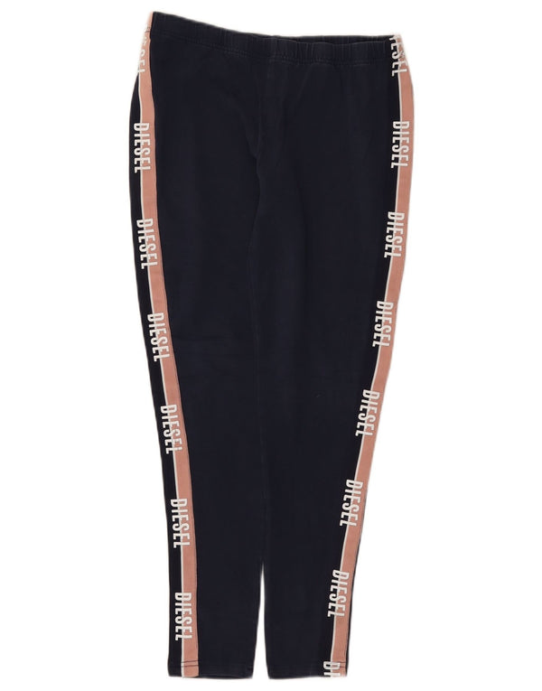 Diesel Kvinders Grafiske Crop Leggings UK 12 Medium Navy Blue Colourblock