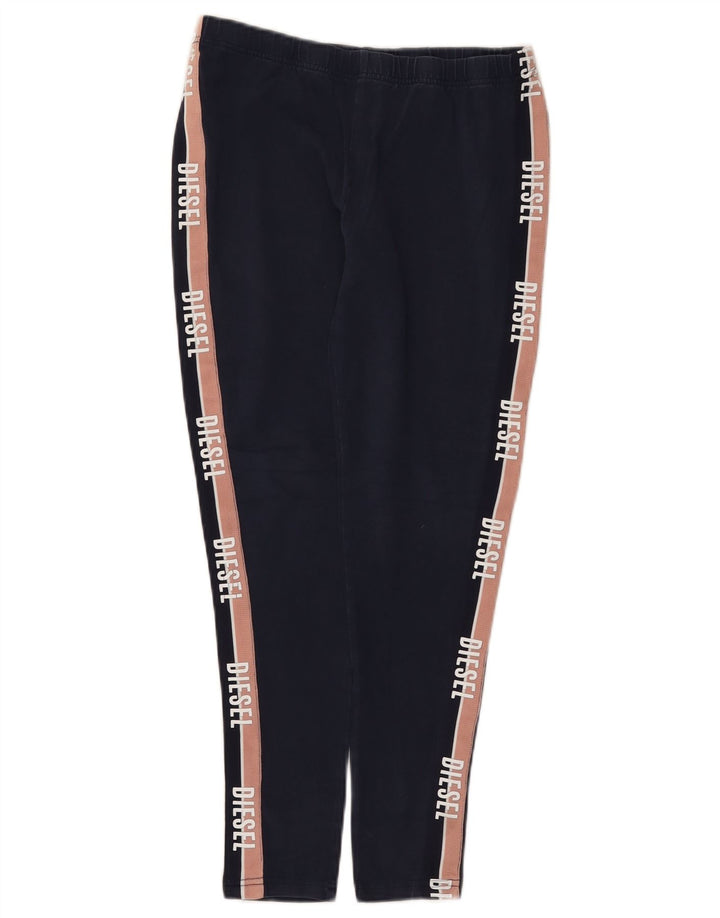 Diesel Kvinders Grafiske Crop Leggings UK 12 Medium Navy Blue Colourblock