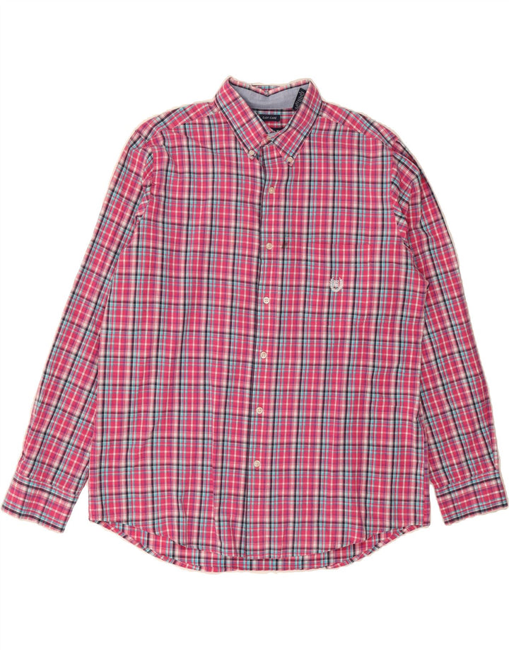 CHAPS Mens Shirt Large Pink Check Cotton Vintage Chaps and Second-Hand Chaps from Messina Hembry 