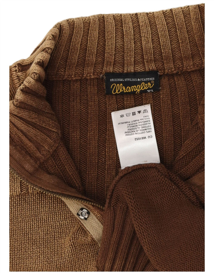 Wrangler Herre Zip Neck Jumper Sweater XL Brun Bomuld