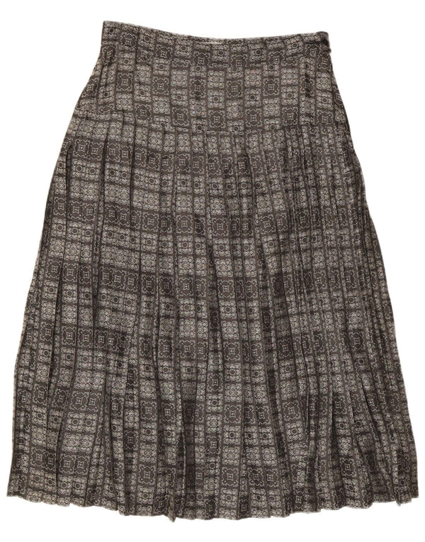 Vintage plisseret A-linje nederdel til kvinder IT 44 Medium W28 Grå Geometrisk Acetat