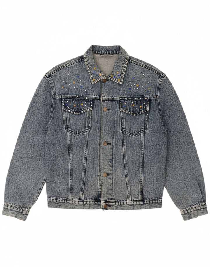 VINTAGE Womens Oversized Denim Jacket UK 20 2XL Blue Cotton