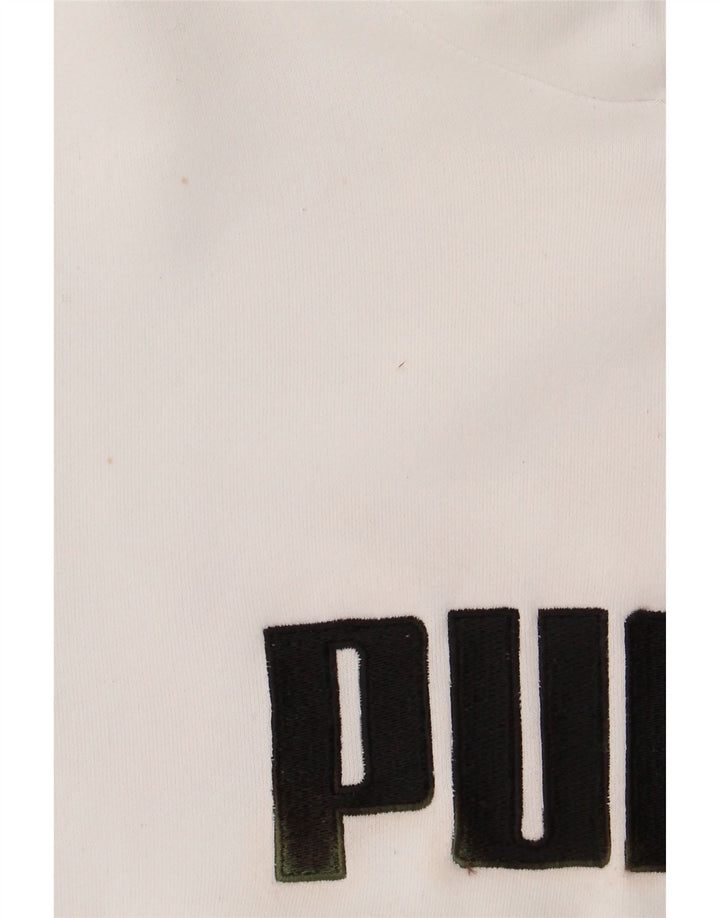 PUMA Mens Graphic Hoodie Jumper Medium White Cotton Vintage Puma and Second-Hand Puma from Messina Hembry 