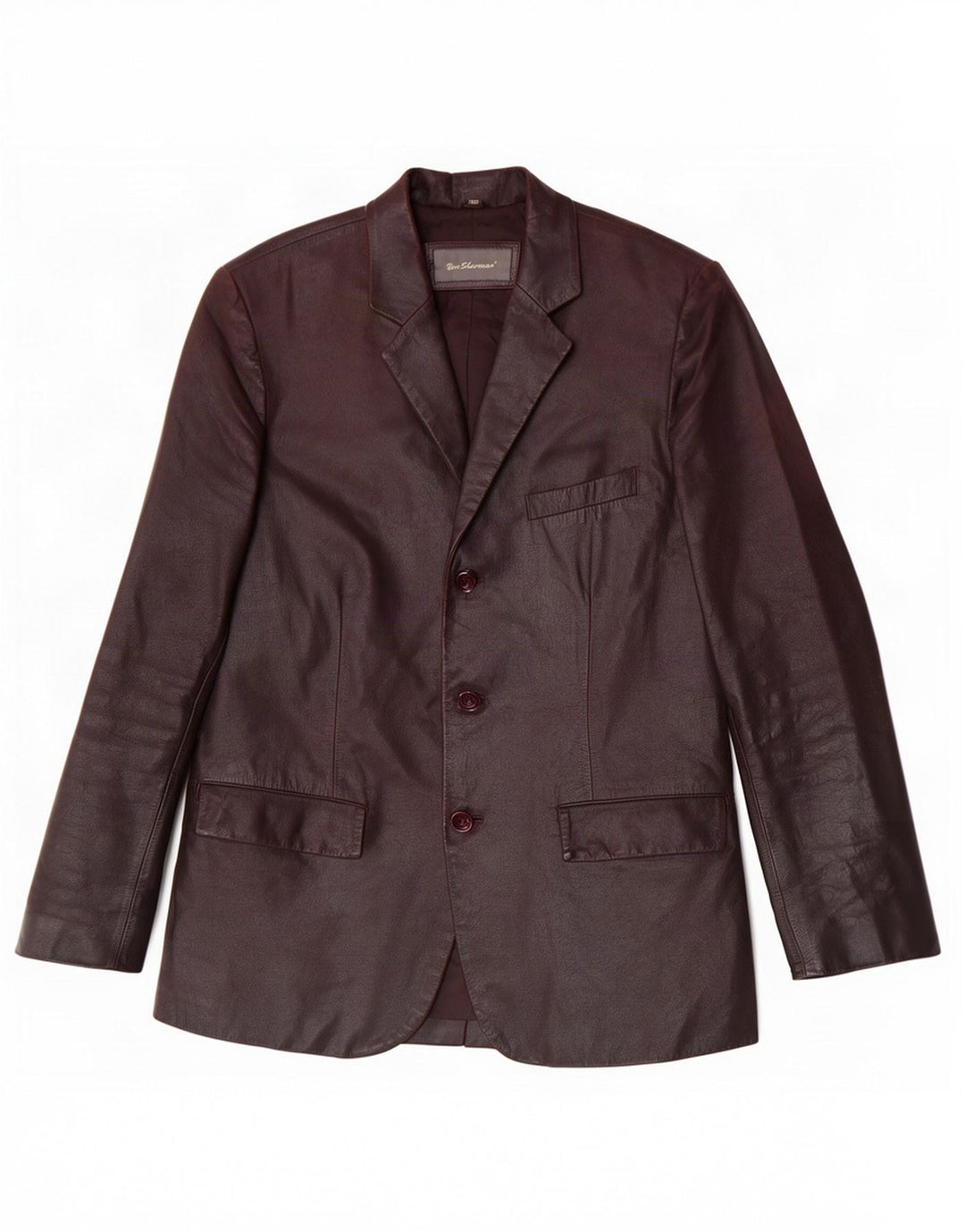 Ben Sherman Herre 3-knaps læderblazerjakke UK 38 Medium Brun
