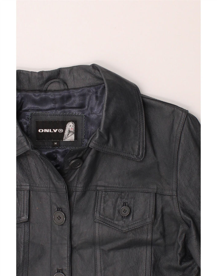 ONLY Womens Leather Coat UK 14 Medium Grey Leather Vintage Only and Second-Hand Only from Messina Hembry 