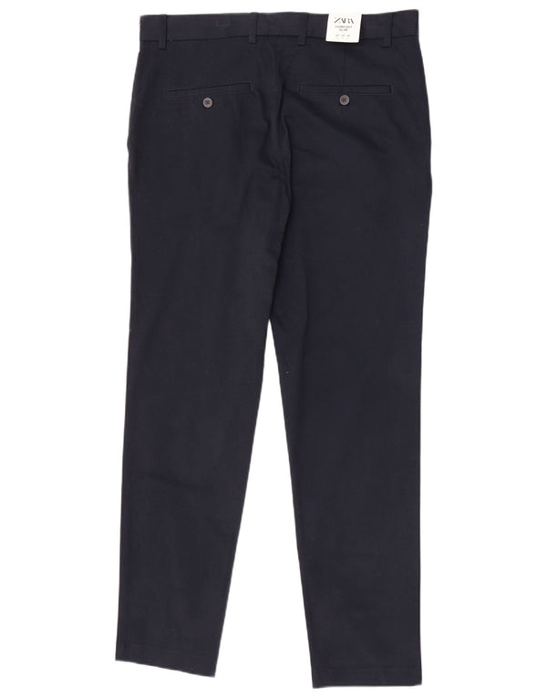 Zara Mens Comfort Fit Slim EU 42 Large W32 L30 Marineblå Bomuld