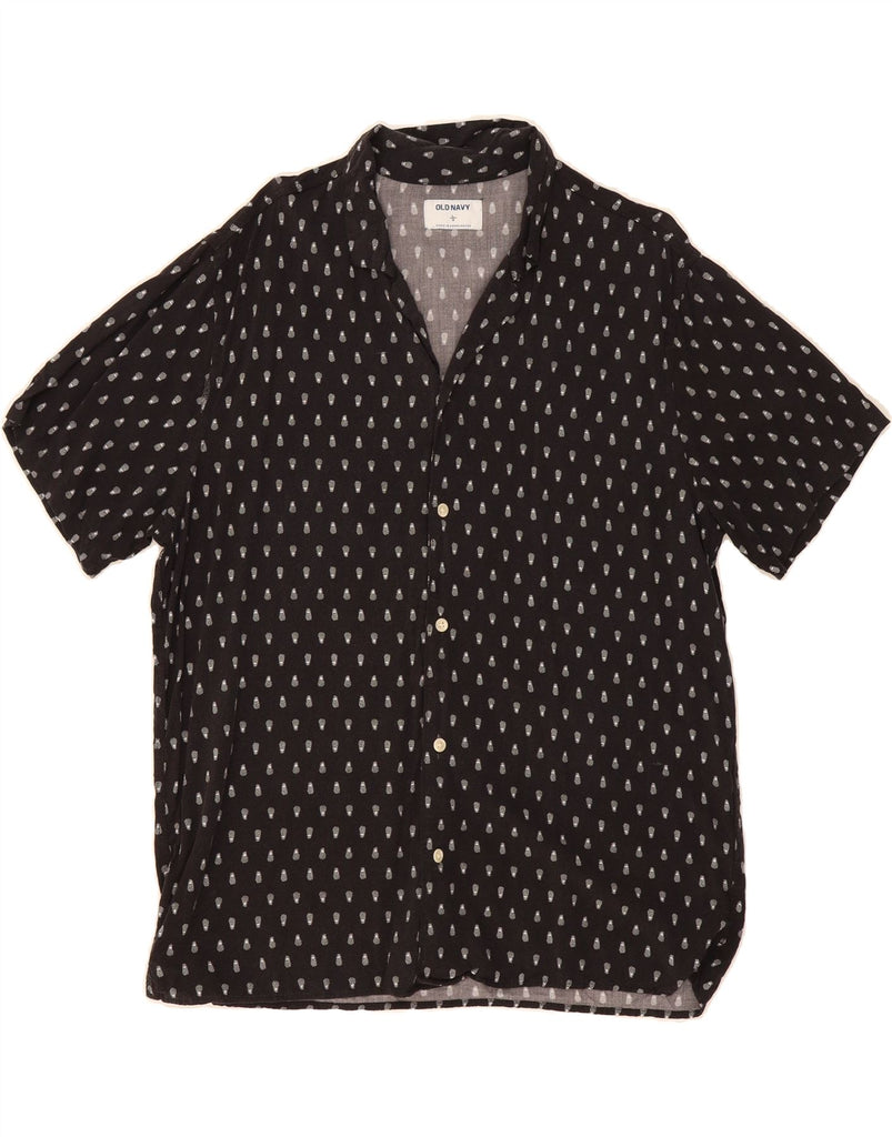 OLD NAVY Mens Abstract Pattern Short Sleeve Shirt Large Black Rayon Vintage Old Navy and Second-Hand Old Navy from Messina Hembry 