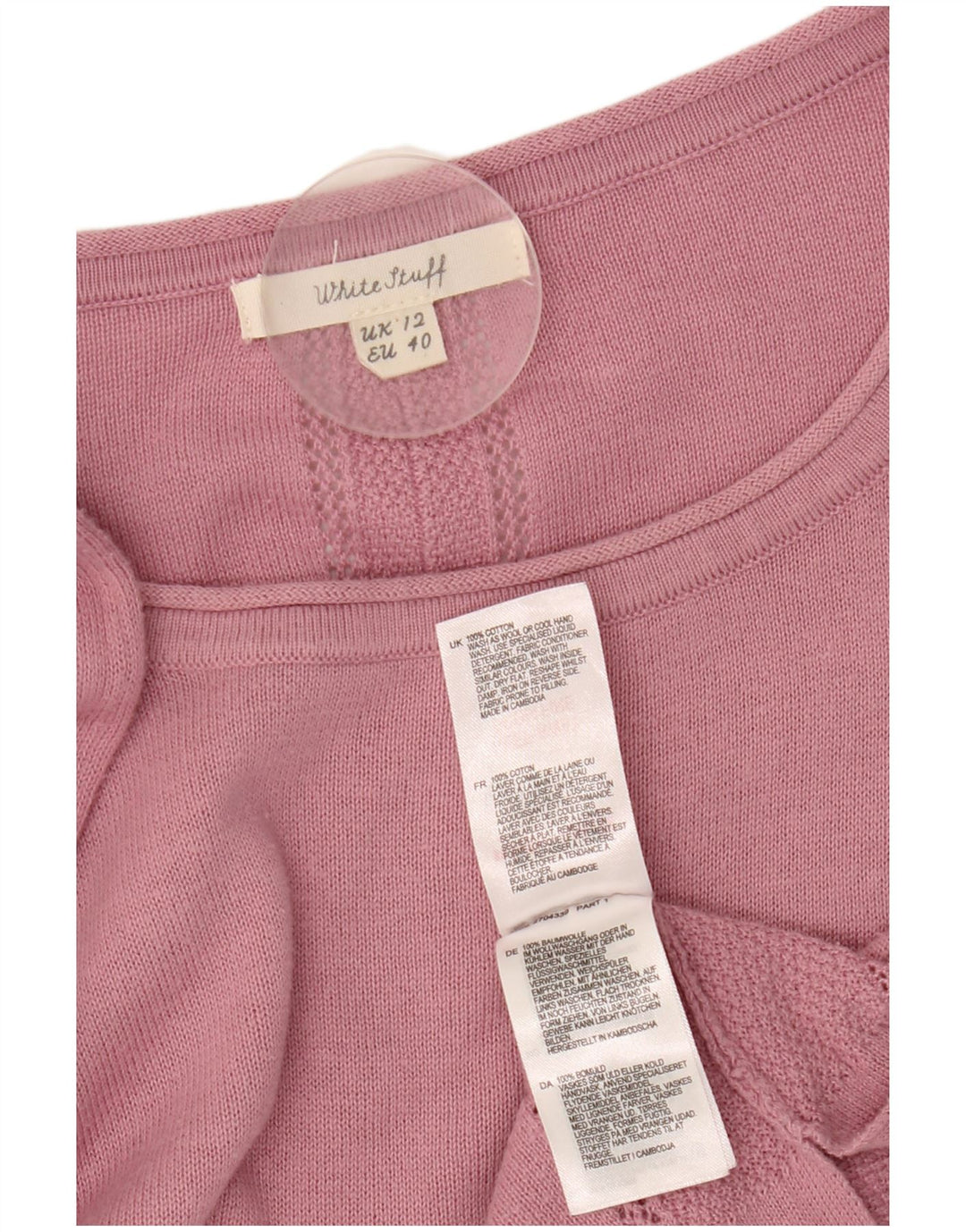 White Stuff Womens Boat Neck Jumper Sweater UK 12 Medium Pink Bomuld