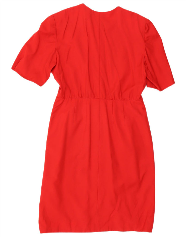 Vintage Womens Sheath Dress UK 14 Medium Rød