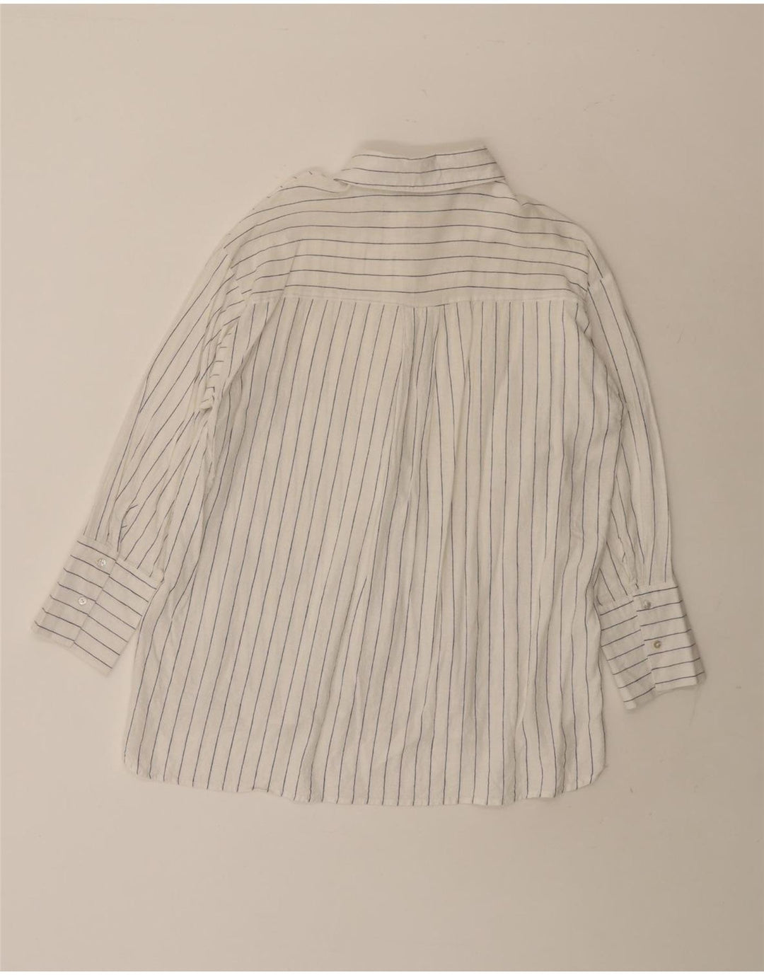 Zara Womens Longline Oversized Shirt UK 10 Small White Pinstripe