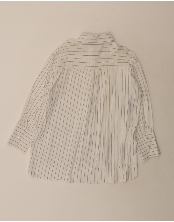 Zara Womens Longline Oversized Shirt UK 10 Small White Pinstripe