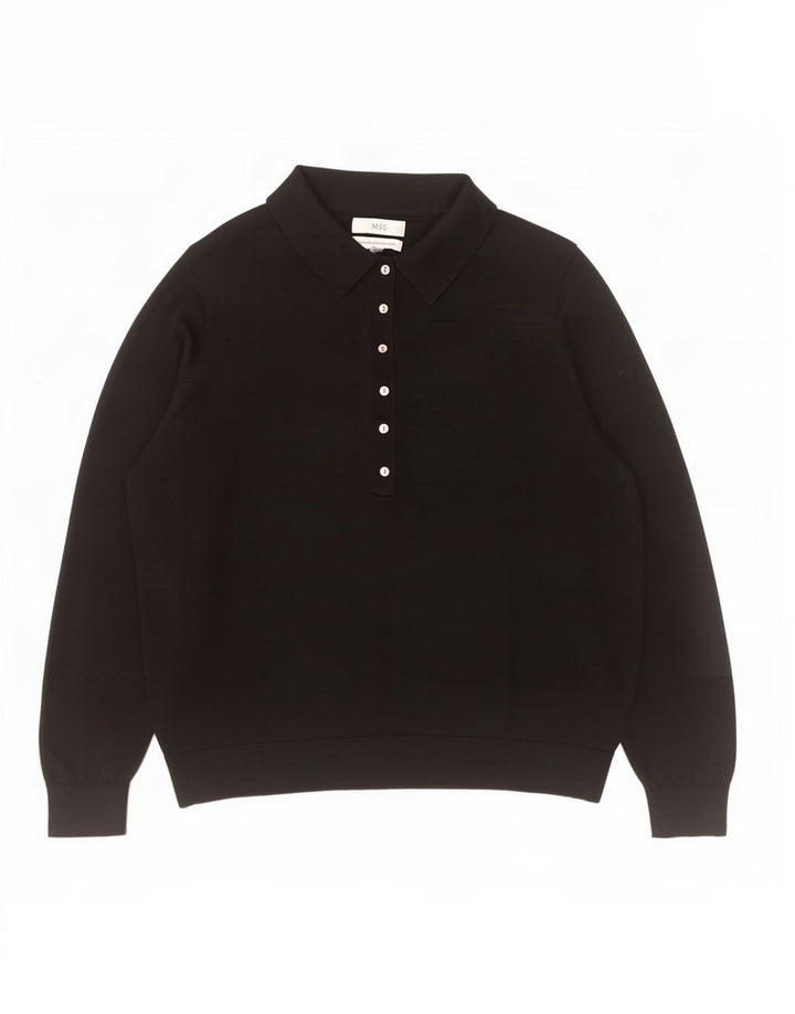 Marks & Spencer Dame Polo Neck Jumper Sweater UK 16 Large Black