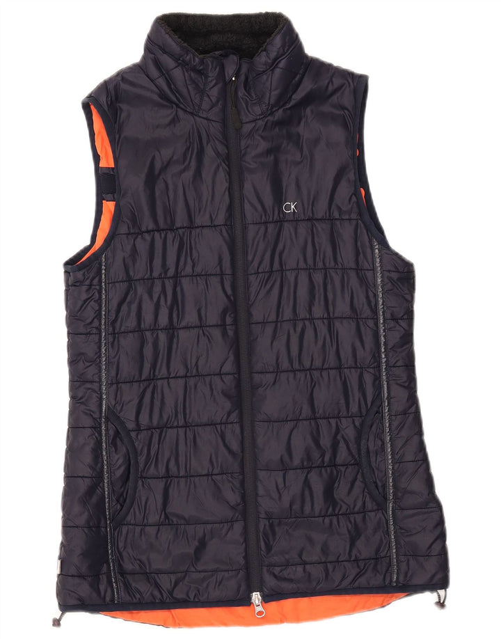 Calvin Klein Dame Gilet UK 10 Small Navy Blue Nylon