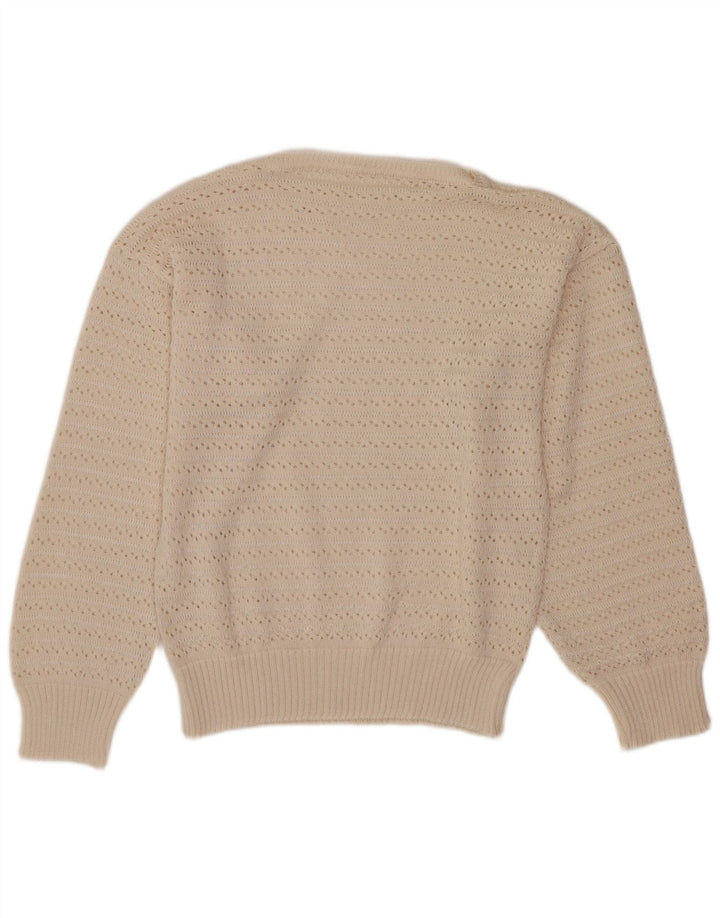 Vintage Dame Boat Neck Jumper Sweater UK 10 Small White