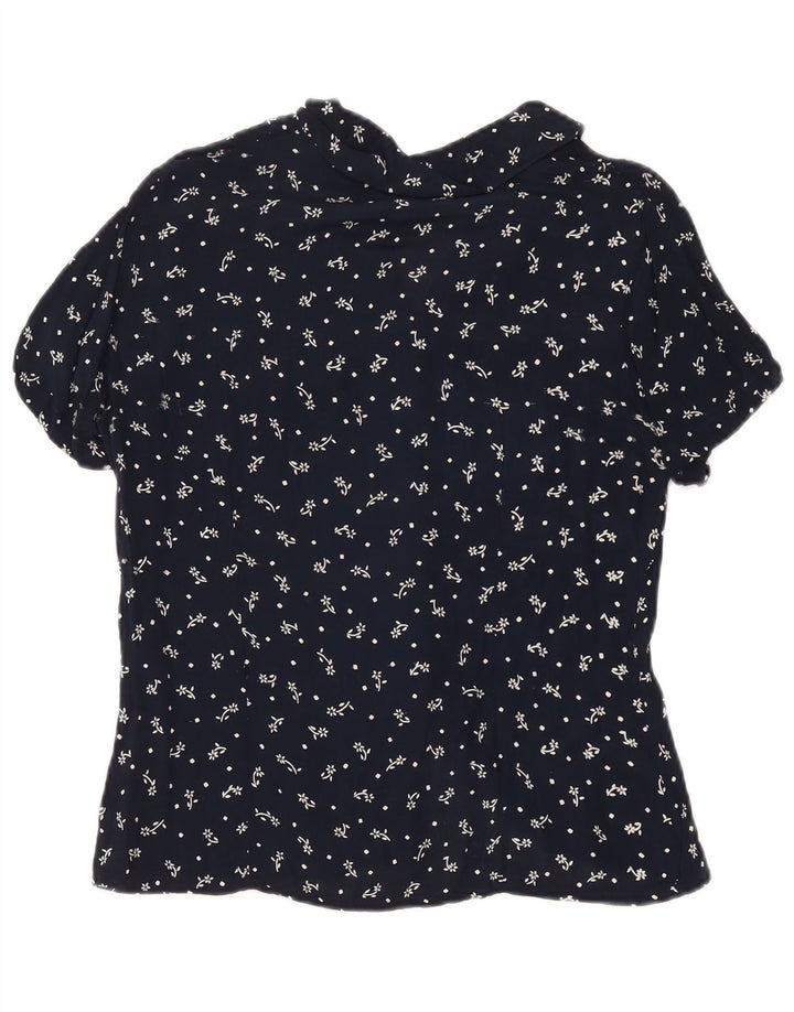 Express Dame Kortærmet Bluse IT 44 Medium Navy Blue Floral