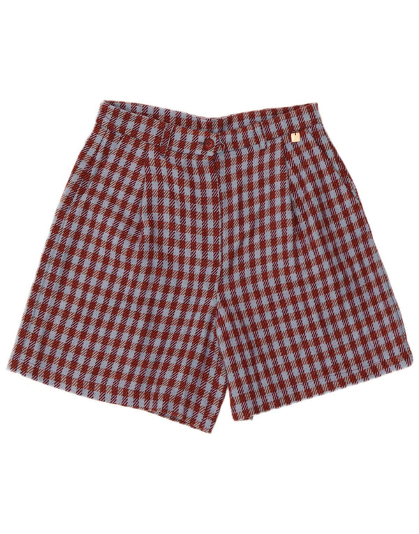 Vintage Kvinder Casual Shorts IT 42 Medium W28 Burgundy Houndstooth