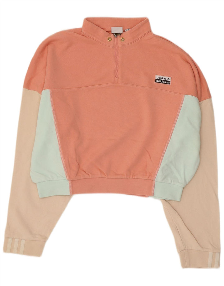 Adidas Dame Oversized Crop Sweatshirt Jumper UK 14 Medium Pink