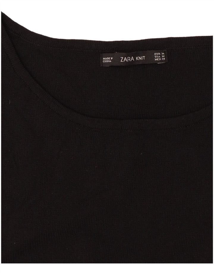 Zara Dame ærmeløs bluse Top UK 12 Medium Sort