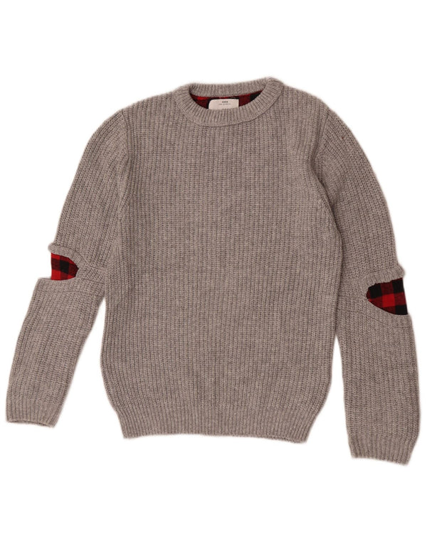 Zara Boys Boat Neck Jumper Sweater 9-10 År Grå Polyester
