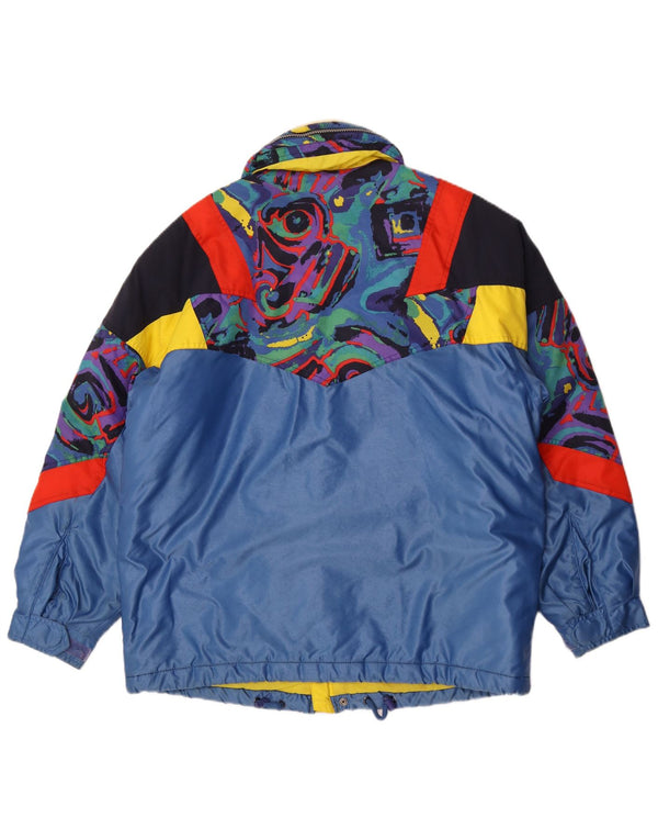 Fila Herre Hætte Loose Fit Skijakke UK 36 Small Blue Colourblock