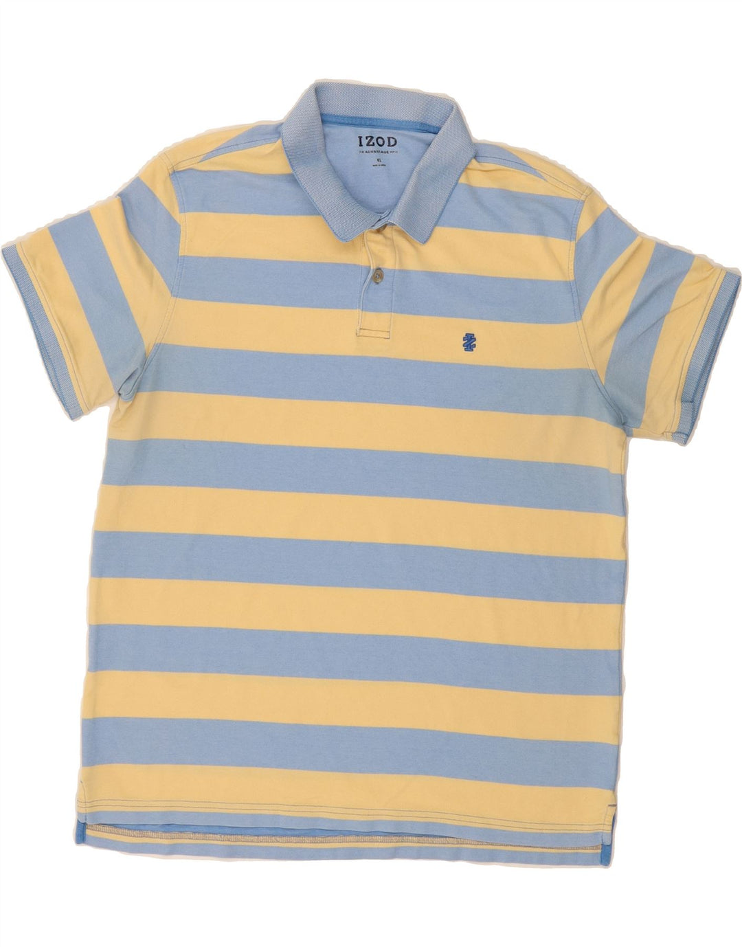 IZOD Mens Polo Shirt XL Yellow Striped Cotton Vintage Izod and Second-Hand Izod from Messina Hembry 