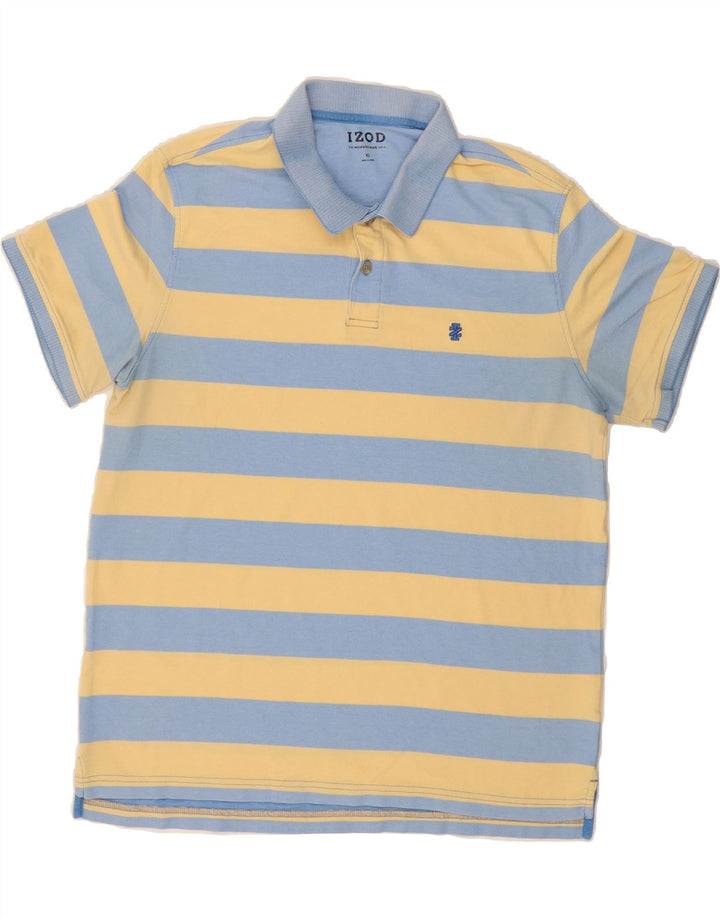 IZOD Mens Polo Shirt XL Yellow Striped Cotton Vintage Izod and Second-Hand Izod from Messina Hembry 