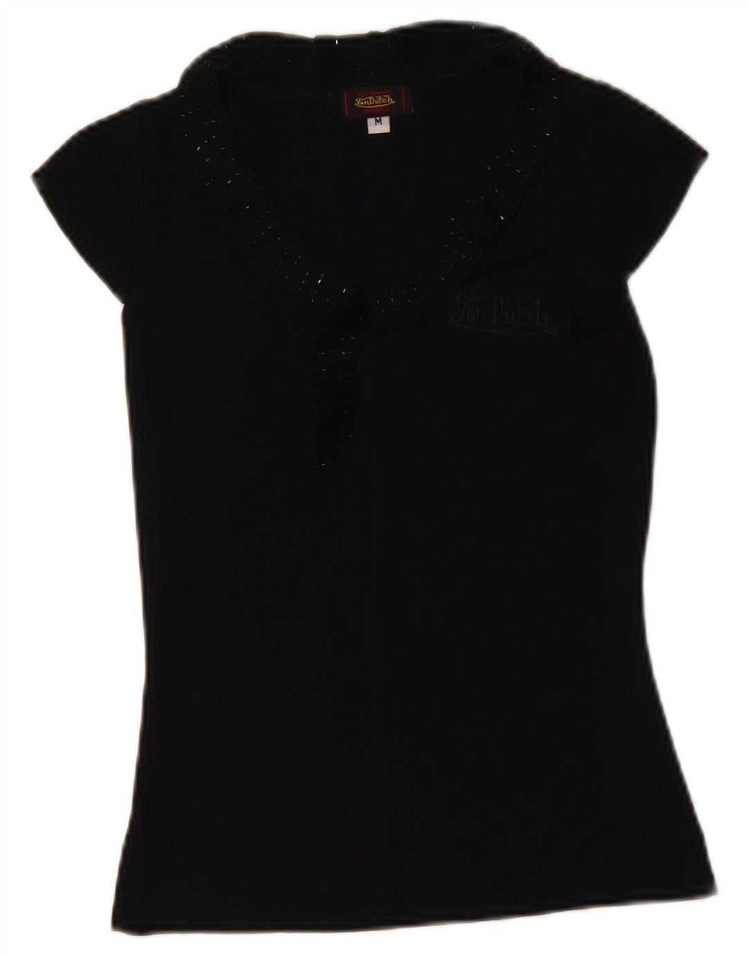 Von Dutch Womens Bluse Top UK 12 Medium Black Microfibers