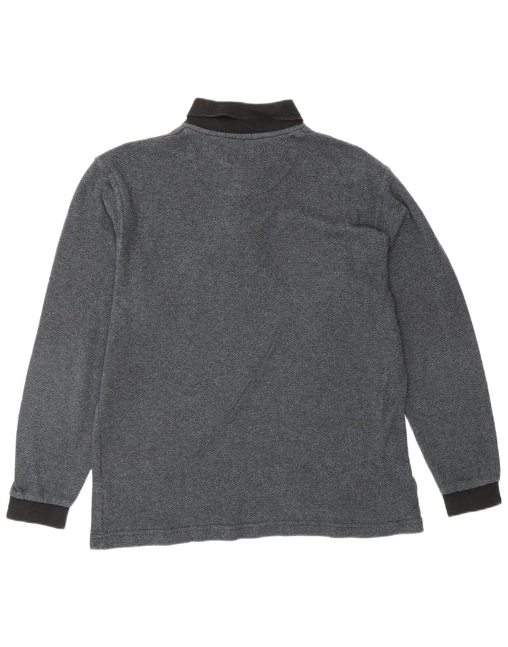 LOUIS FERAUD Langærmet poloshirt til mænd mellemgrå bomuld