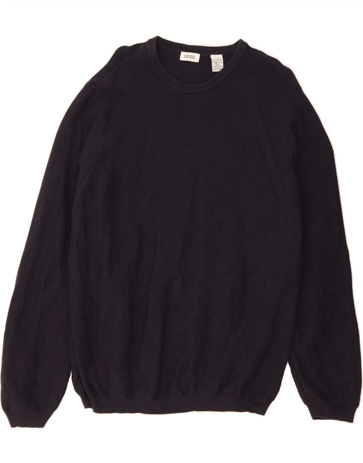 IZOD Mens Crew Neck Jumper Sweater Large Navy Blue Cotton Vintage Izod and Second-Hand Izod from Messina Hembry 