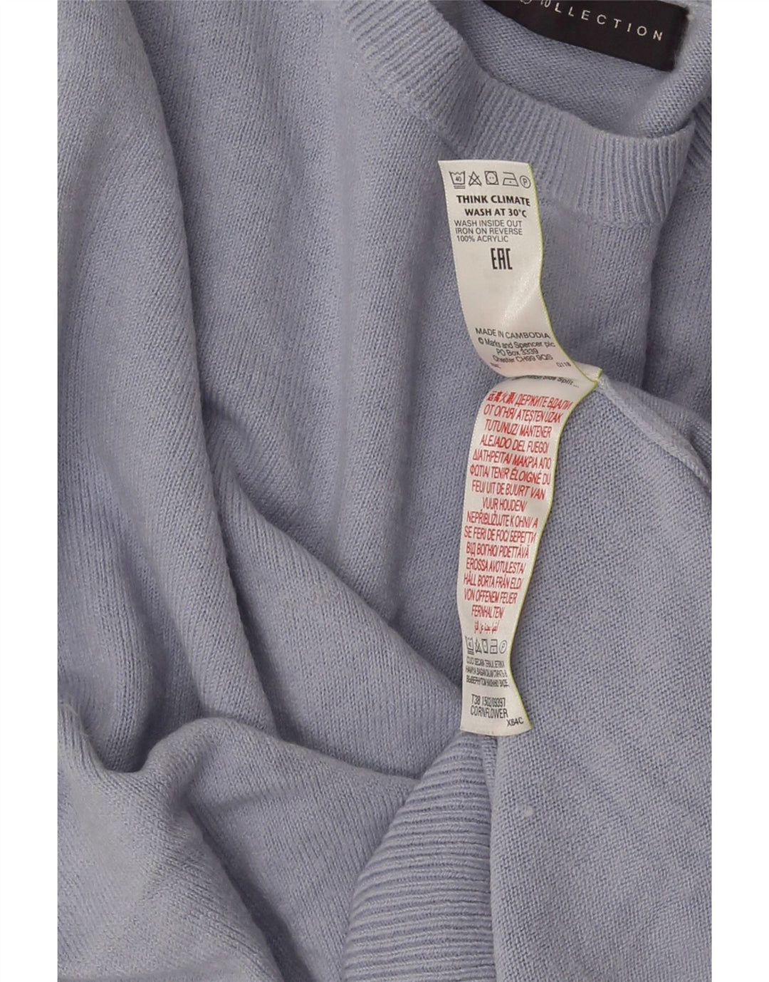 Marks & Spencer Dame sweater med rund hals DK 14 Medium Blue Acryl