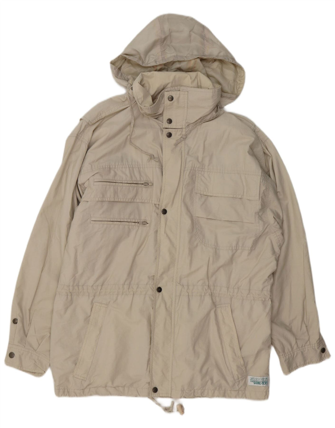 KLEPPER Herre Gore-Tex Utility-jakke med hætte UK 38 Medium Beige Bomuld