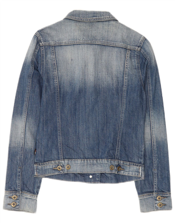 Vintage denimjakke til kvinder UK 12 Medium Blue Cotton