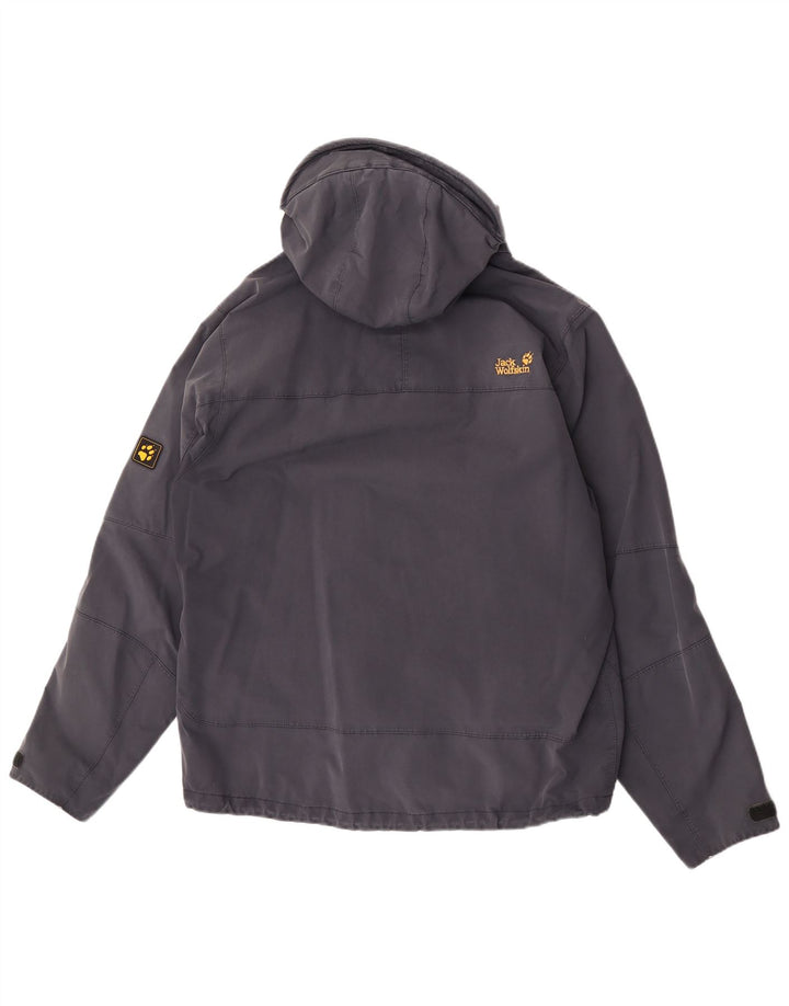 Jack Wolfskin Regnjakke med hætte til mænd UK 40/42 Stor marineblå polyamid
