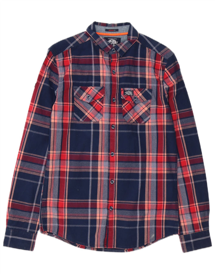 Superdry herreskjorte XS marineblå ternet bomuld