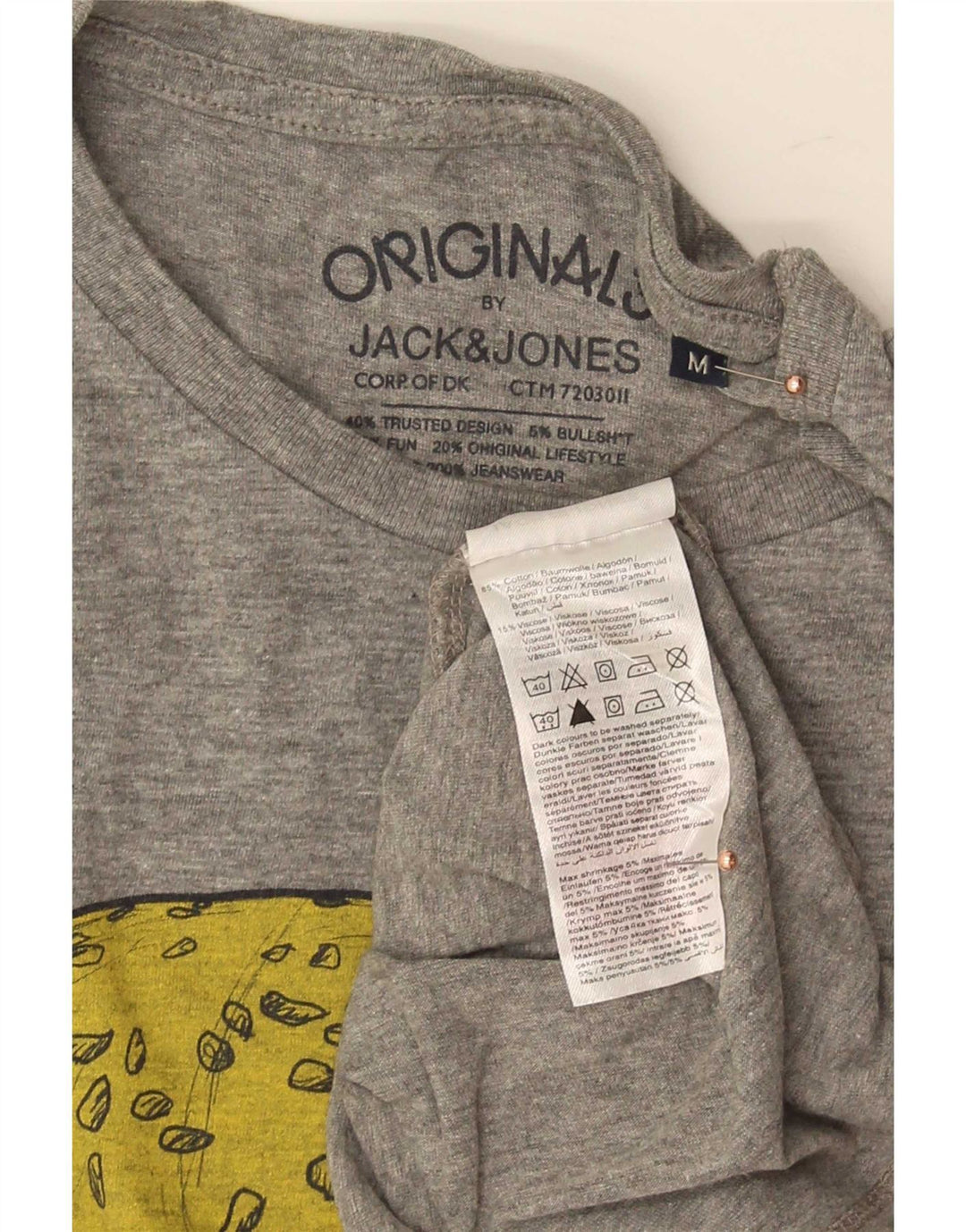 Jack & Jones Herre grafisk T-shirt Top mellemgrå bomuld