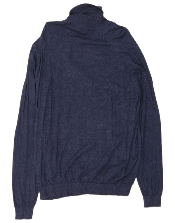 Zara Herre Slim Fit Jumper Sweater XL Navy Blue Viscose