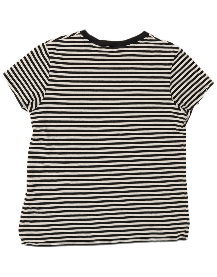 Levi's Dame T-Shirt Top UK 14 Medium Hvid Stribet Bomuld Nautical
