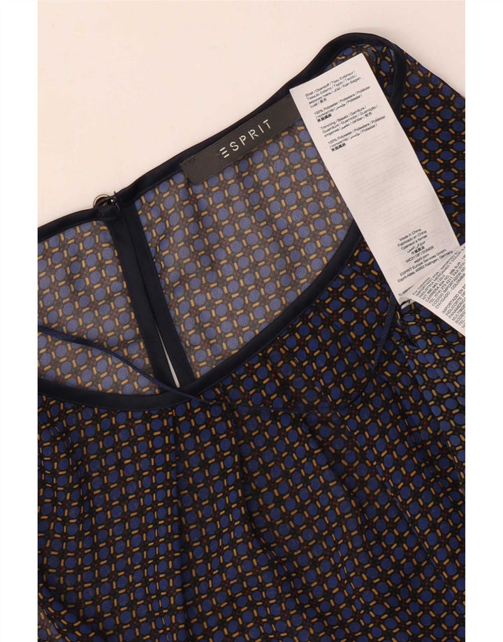 Esprit Dame ærmeløs bluse Top UK 12 Medium Navy Blue Ternet polyester