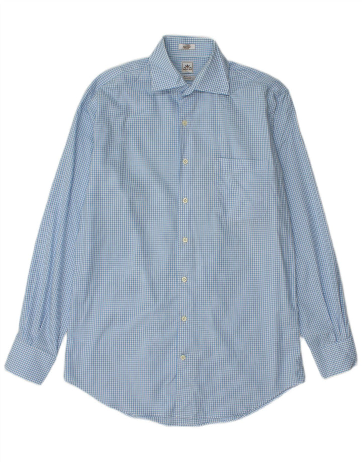 PETER MILLAR Lang skjorte til mænd str. 15 5 Medium Blue Gingham Cotton