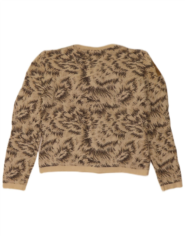 Roccobarocco kvinders abstrakt mønster cardigan sweater UK 8 Small Beige