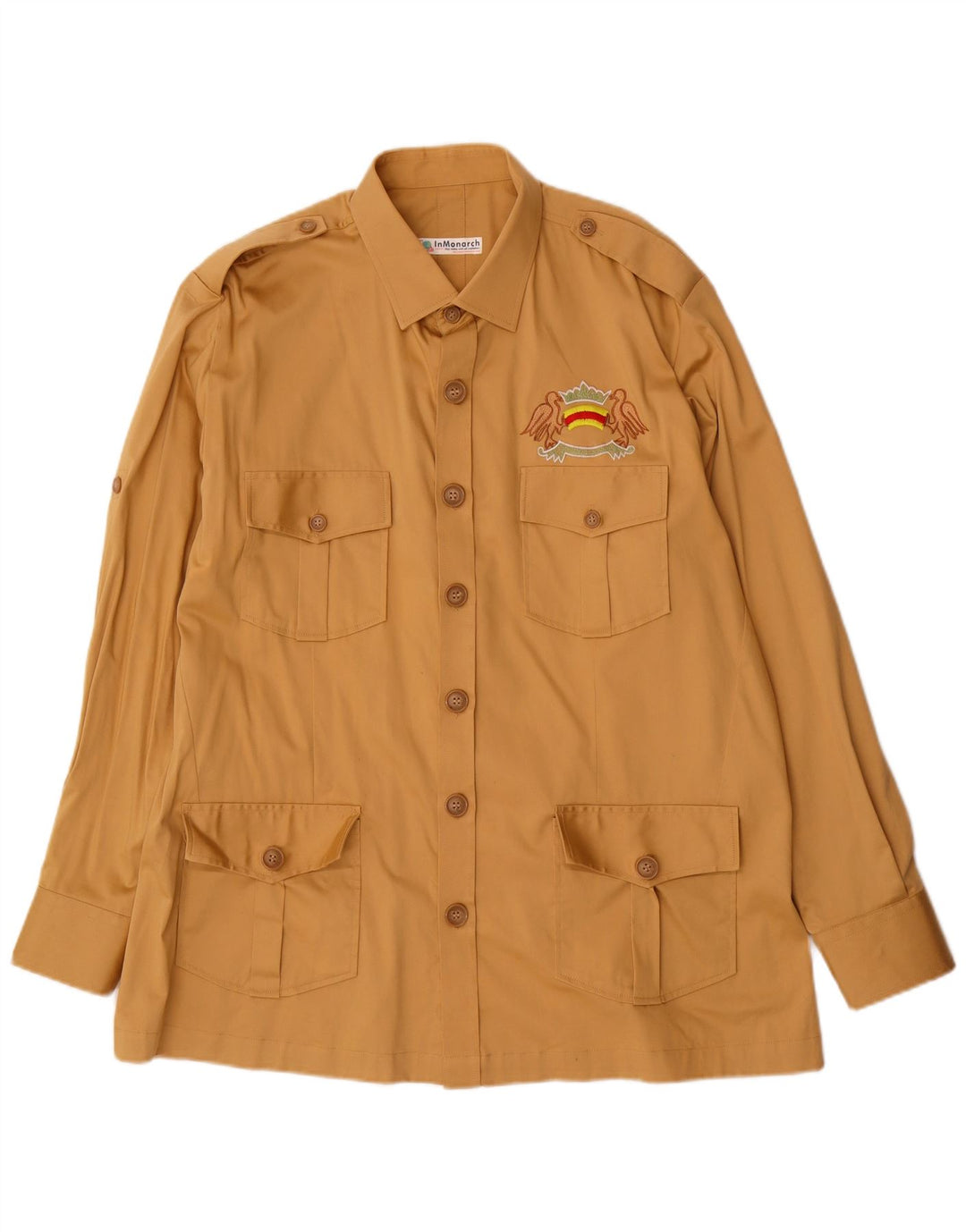 Vintage militær skjorte til mænd, stor beige