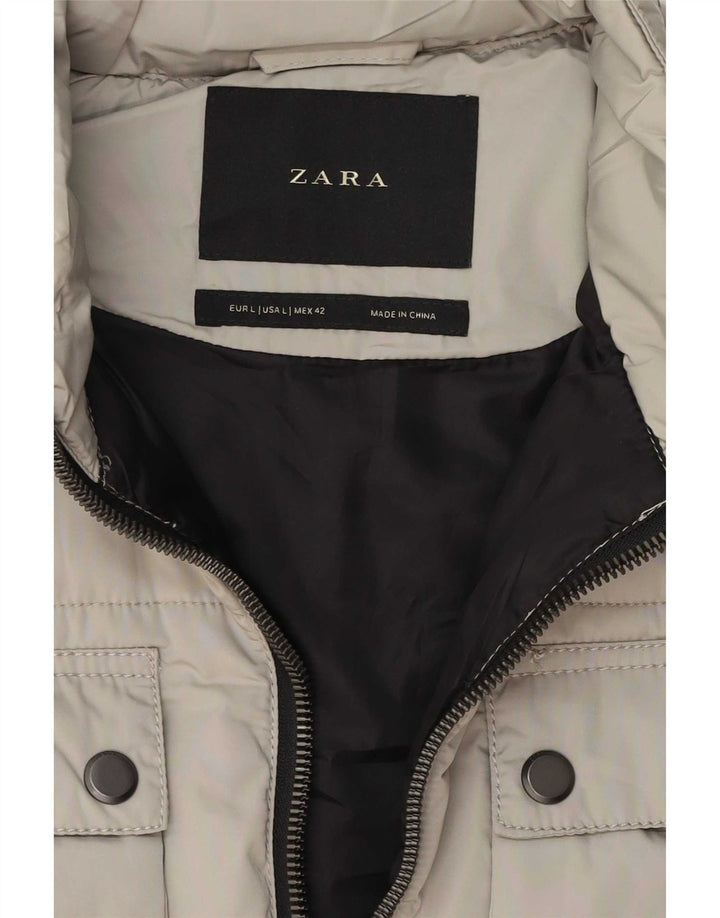 Zara Herre Polstret Gilet UK 40 Large Grå
